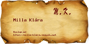 Milla Klára névjegykártya